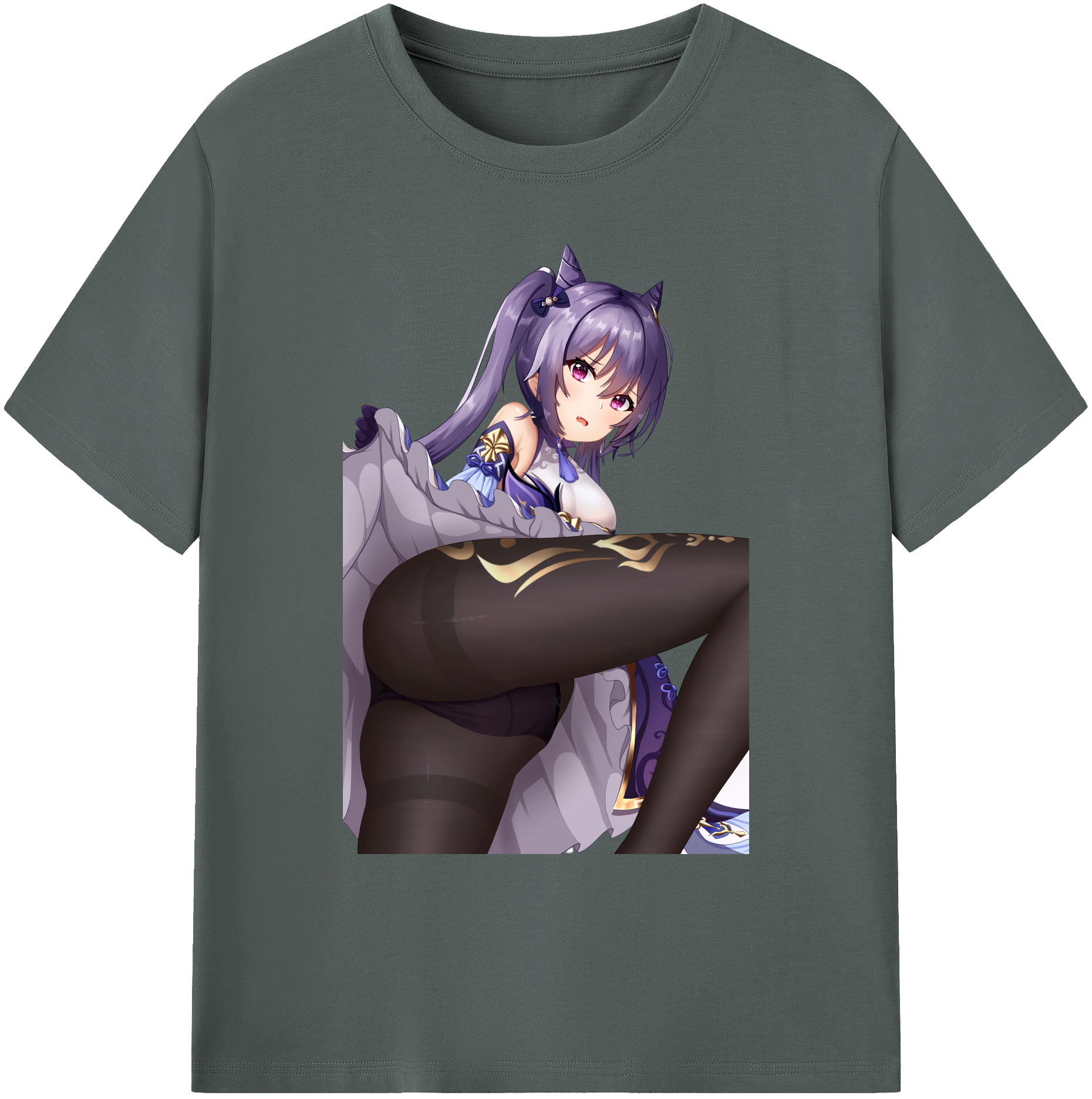 げんし神 刻晴 こくせい genshin Kokusei 綿100％ メンズ半袖Tシャツ｜肌触りやわらか＆通気性